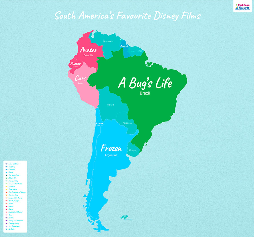 Mapa de Películas Disney en América Latina