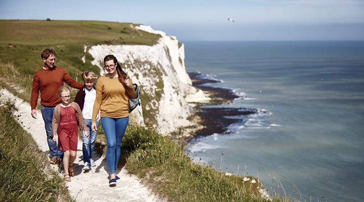 Family walking along the White Cliffs of Dover