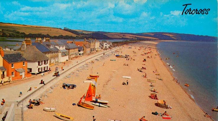 Vintage postcard of Torcross in Devon in the 1950s