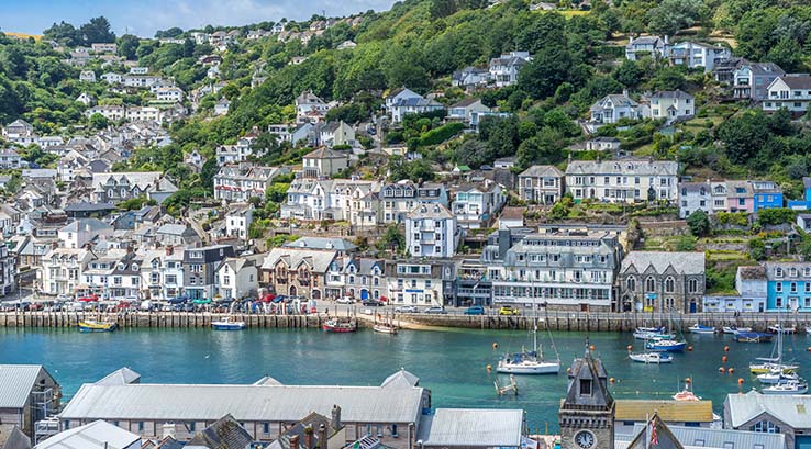 A view across the River Looe towards the town of Looe, Cornwall