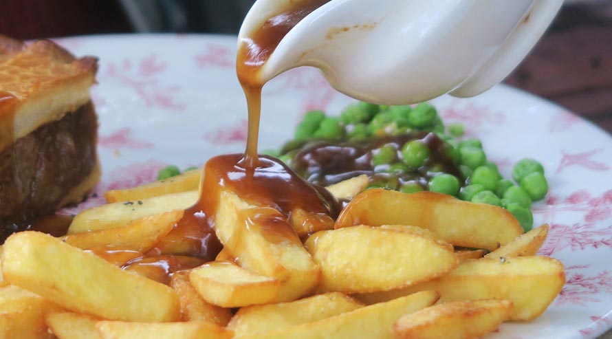 Gravy poured on chips