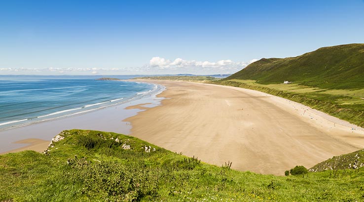 Views over Rhossili Bay from the headland