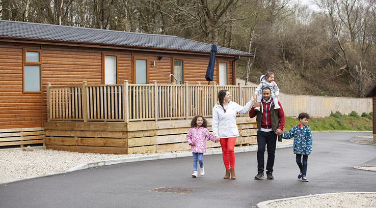 A family stroll through a lodge park