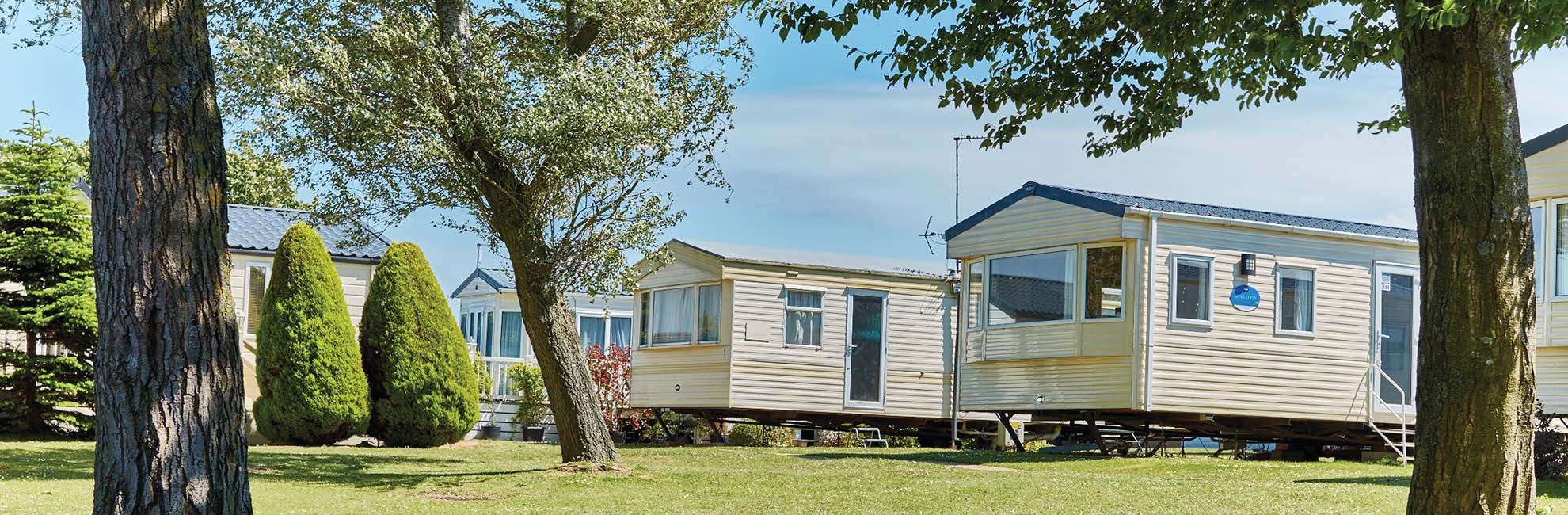The caravans at St. Margaret's Bay Holiday Park in the sun