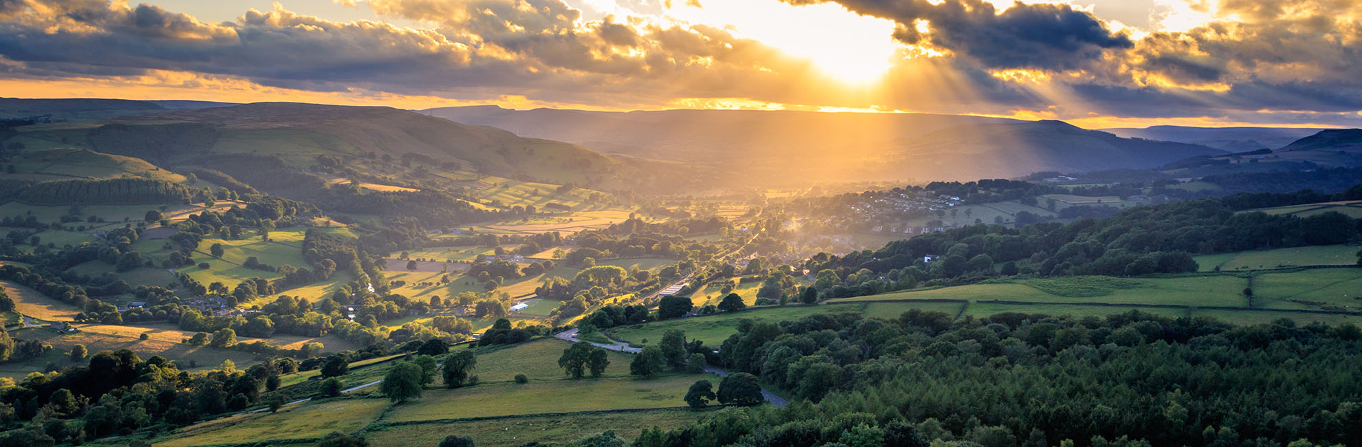 Sunset over the Peak District in Yorkshire