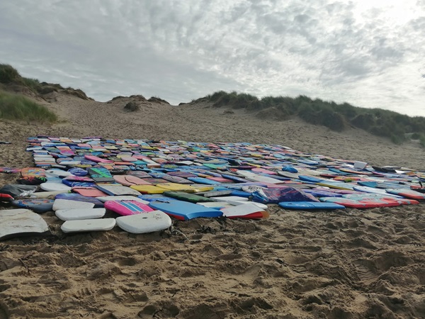 Bodyboards left on the beach