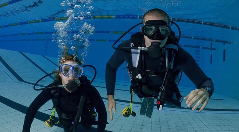 Two people scuba diving