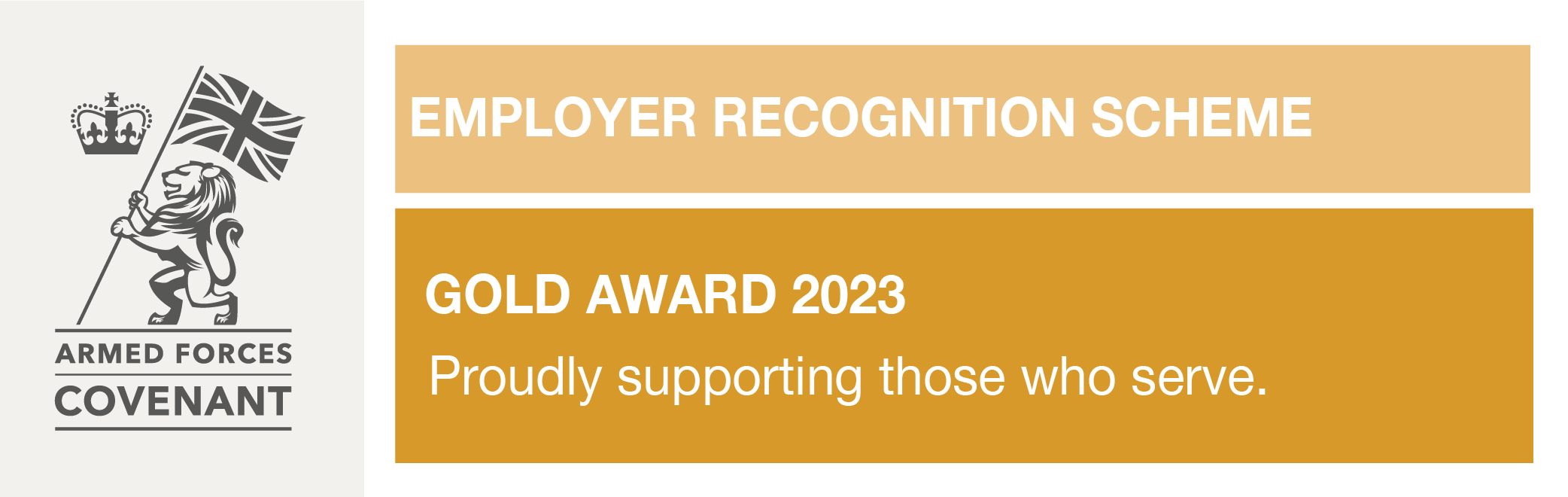 Employer recognition scheme - gold award 2023 - proudly supporting those who serve.